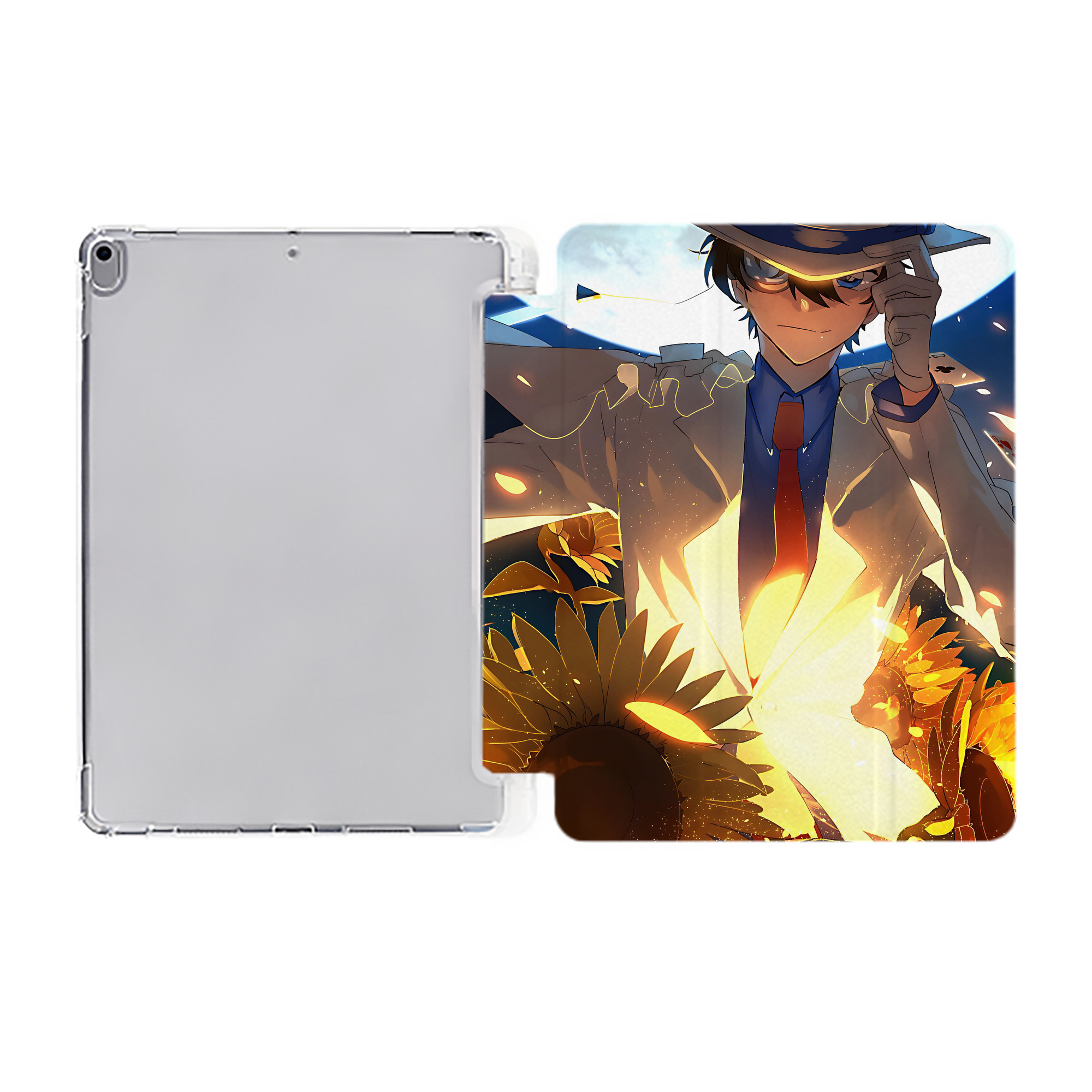 （画像用） 名探偵コナン Detective Conan IPad ケース ペン収納付き 三つ折りスタンド PUレザー×シリコン 対応機種9.5/10.5/10.9インチ